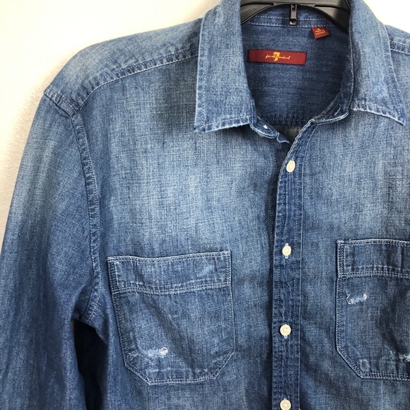 7 For All Mankind Distressed chambray shirt size S - Picture 12 of 12